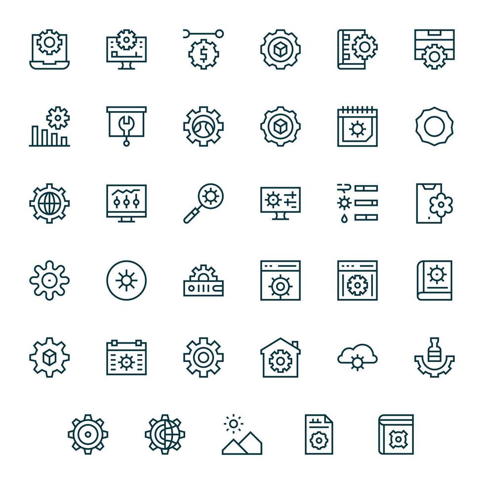 Adjustments Icon Library with 35 Regular Line High Resolution Pixel Aligned Designs vector