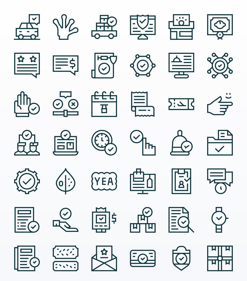 42 píxel optimizado regular línea íconos diseñado para confirmación interfaz vector