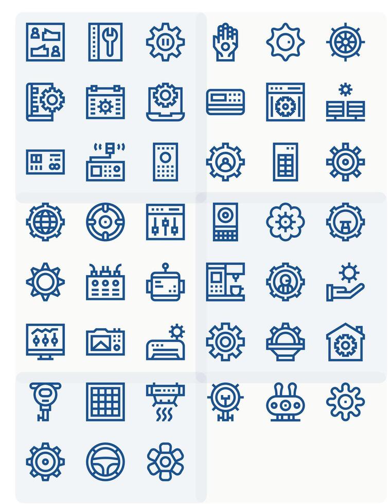 Control Panel Display Perfect Set with 45 High Resolution Bold Line Icons vector