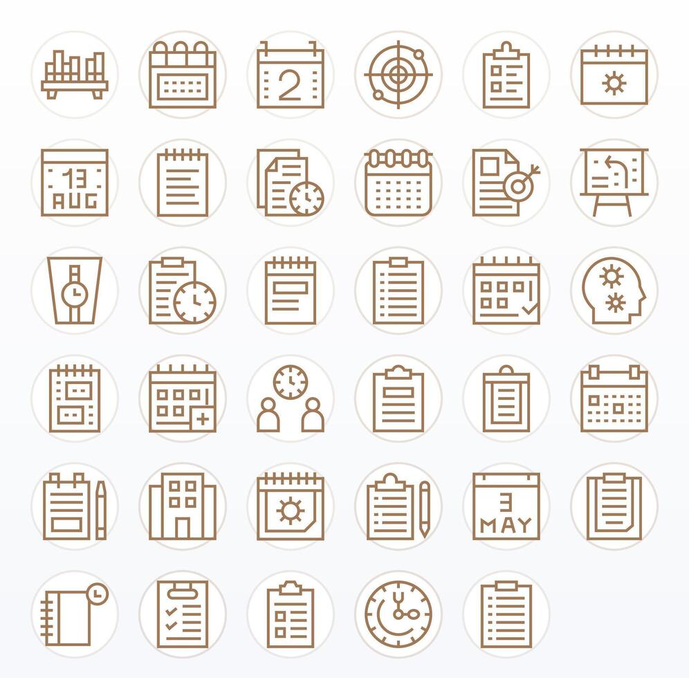 35 Regular Line Pixel Optimized High Resolution Icons from Planning Suite vector