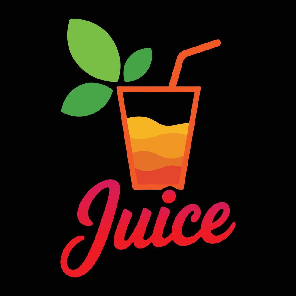 Modern Juice Logo with Gradient Liquid, Leaves, and Script Text vector