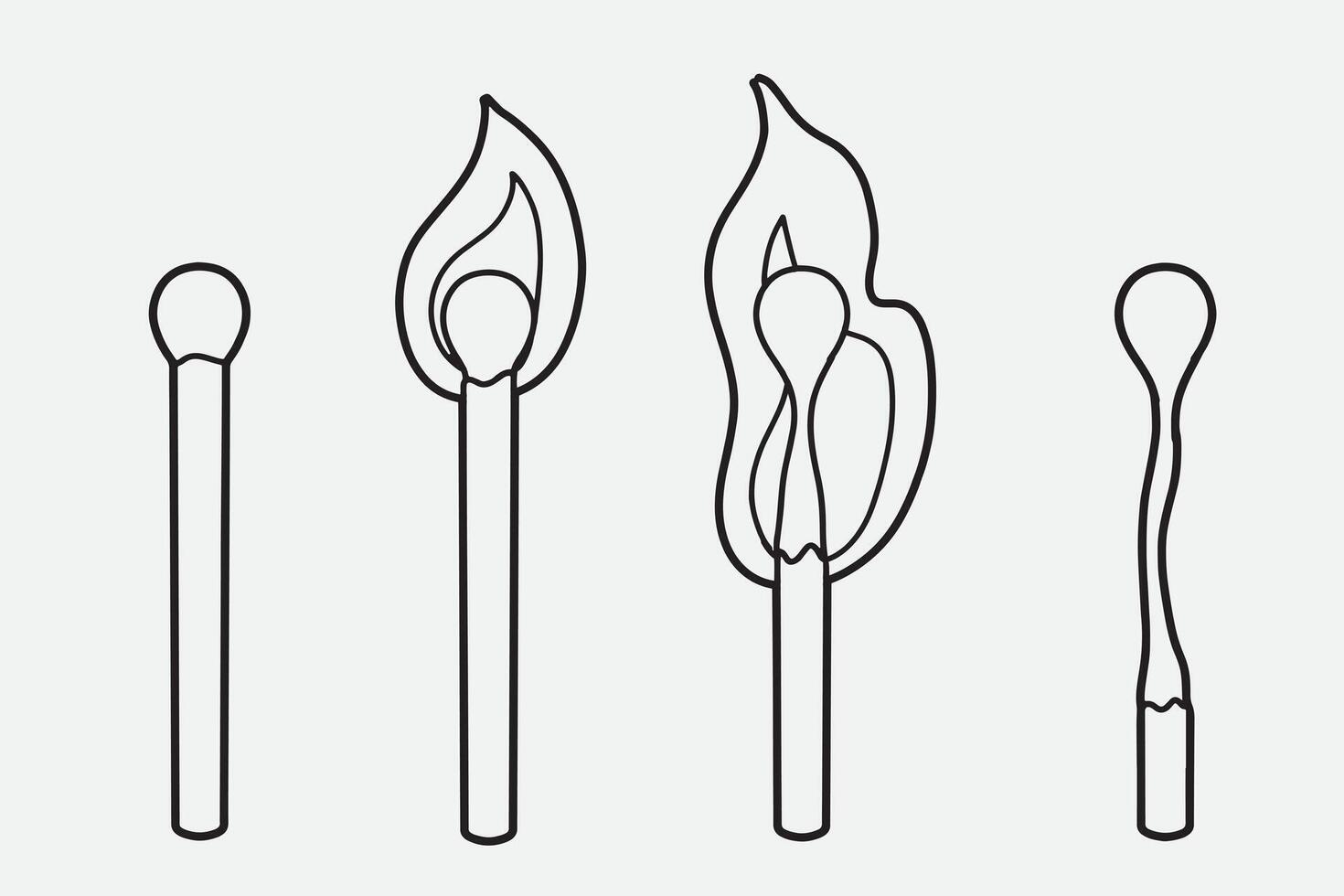 set of match stick with outline style god for icon, symbol, element design, coloring book, etc vector