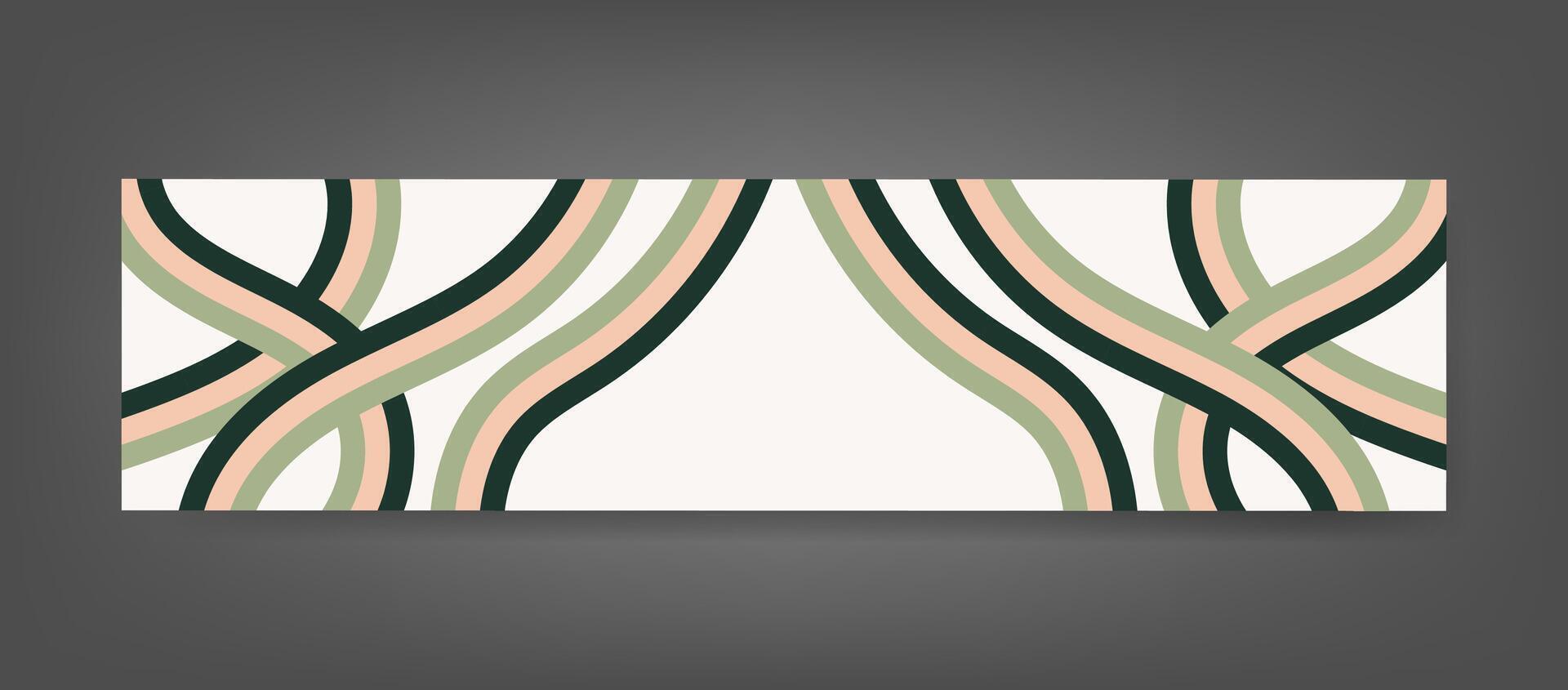 Modern Abstract Curved Line Horizontal Banner Background in Minimal Pastel Color Style vector