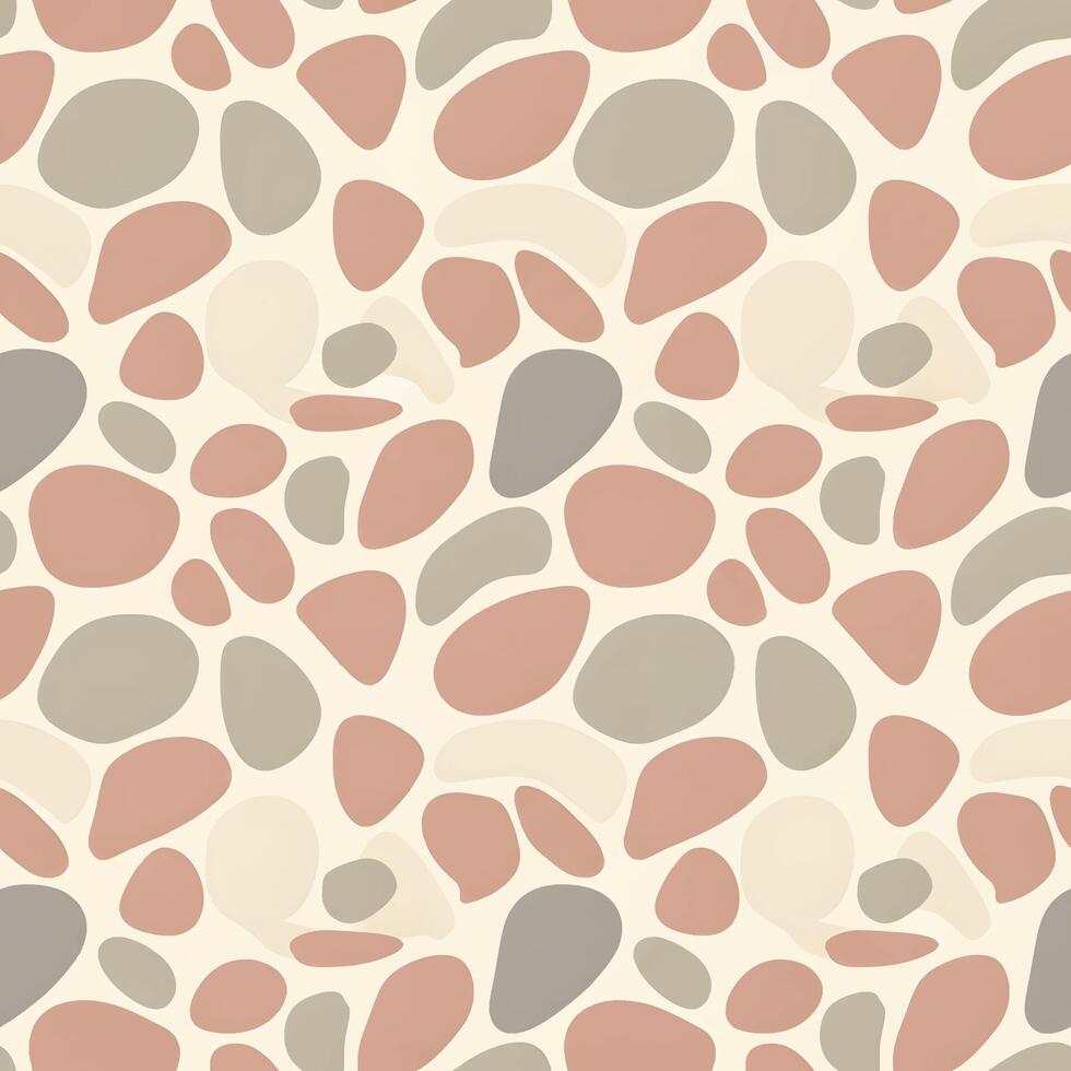 A seamless, tiled, and organic pattern of smooth, pebble-like shapes in a muted, earthy color palette vector