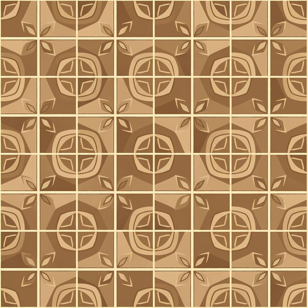 Seamless geometric pattern of decorative brown tiles in an abstract symmetrical design. background for wallpaper, textile, and flooring vector