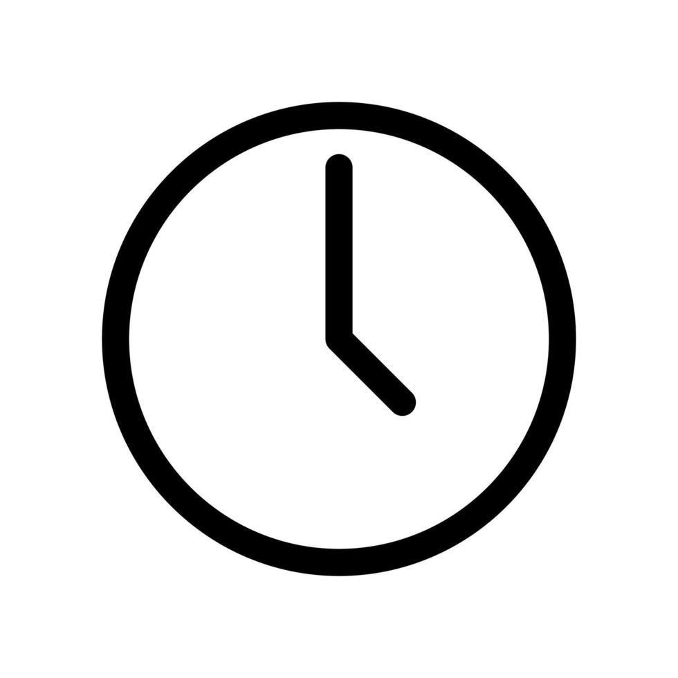 A line style icon of an analog clock, symbolizing time, schedule, or duration. vector