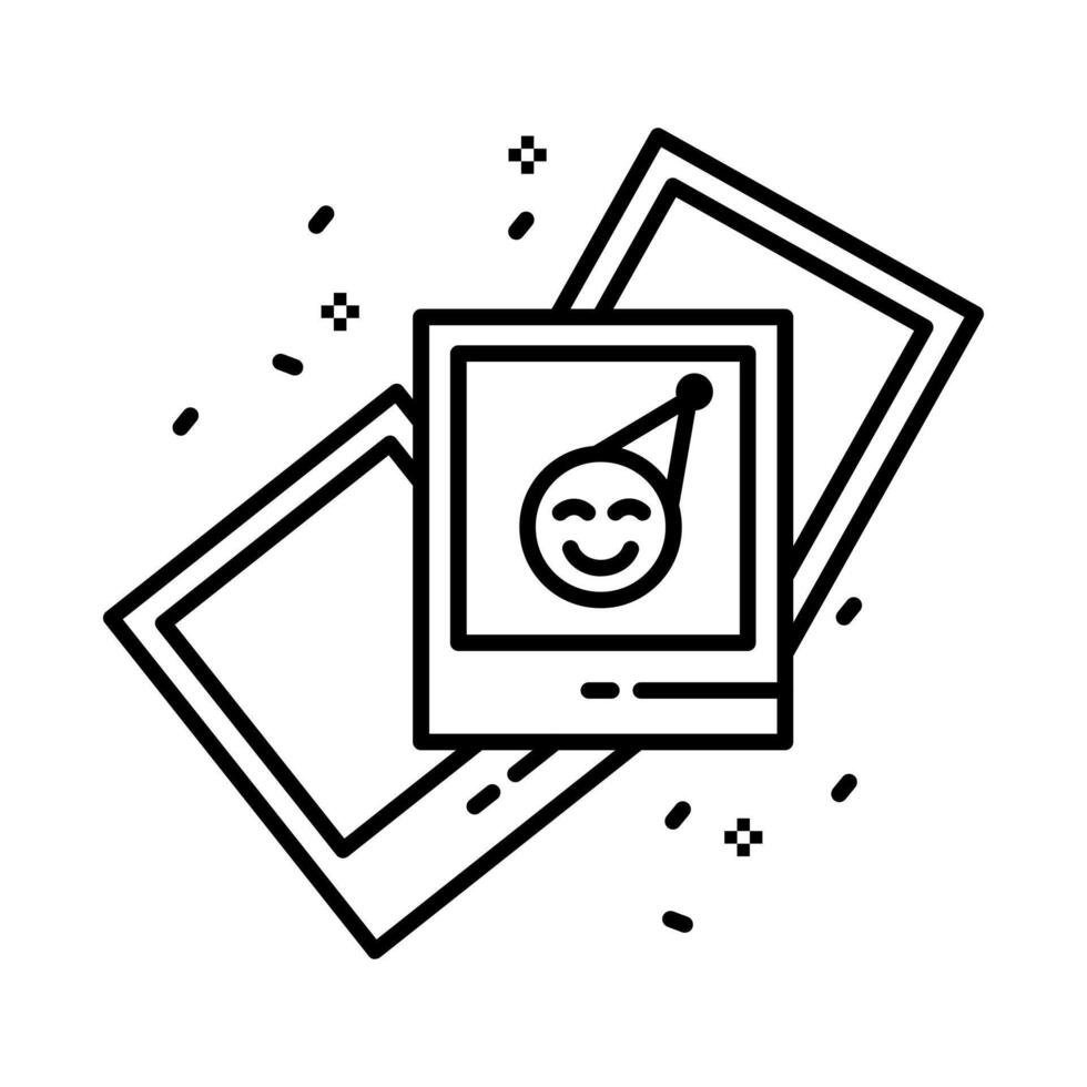 A solid style icon of a stack of photos, symbolizing memories or visual content. vector