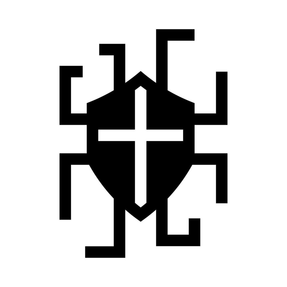 un sólido estilo icono de un error o corrompido archivo, simbolizando un digital amenaza o infección. vector