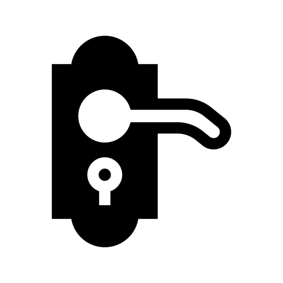 A solid style icon of a handle and lock, symbolizing secure access or locking mechanism. vector