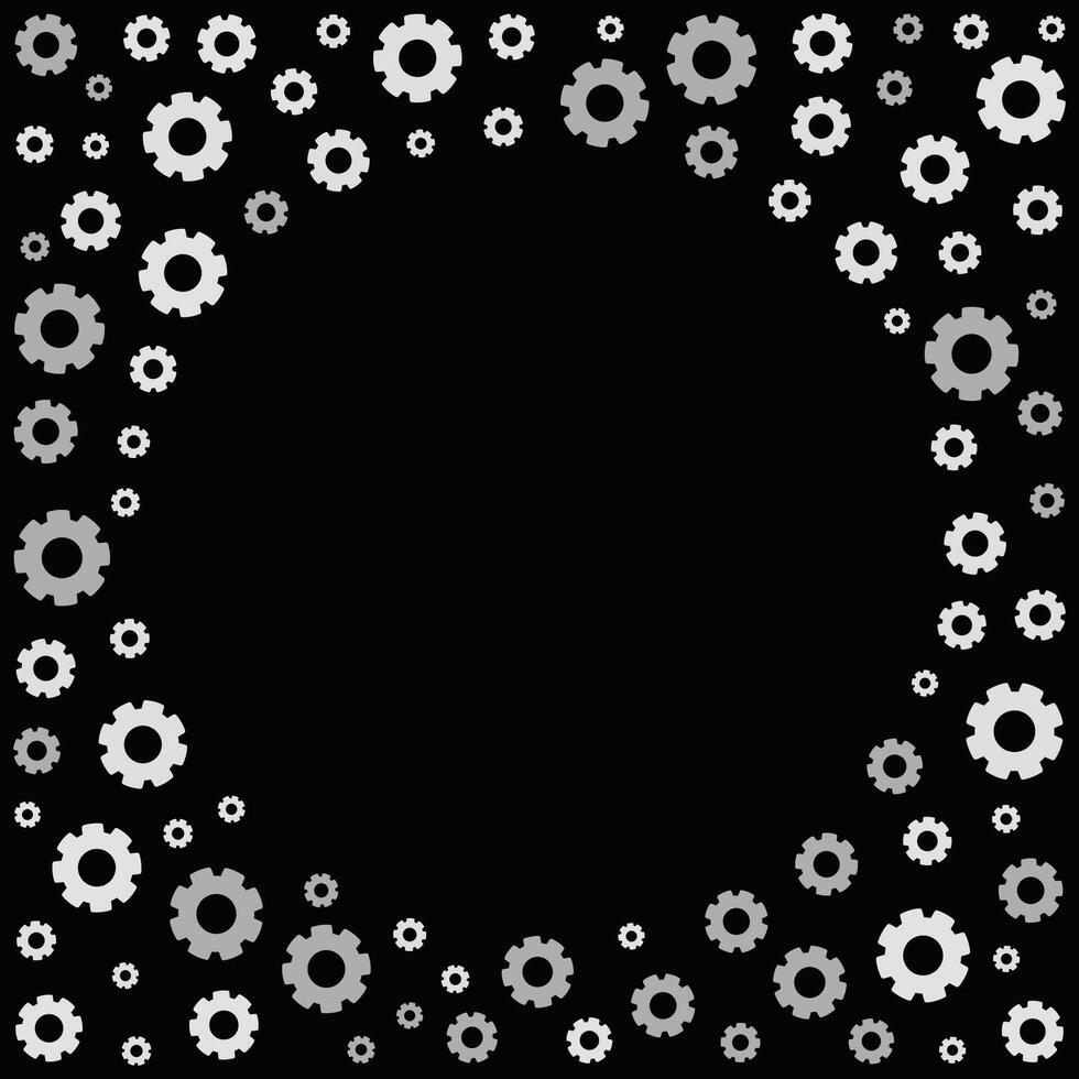 Circles and gears pattern with a dark center - illustration or frame vector