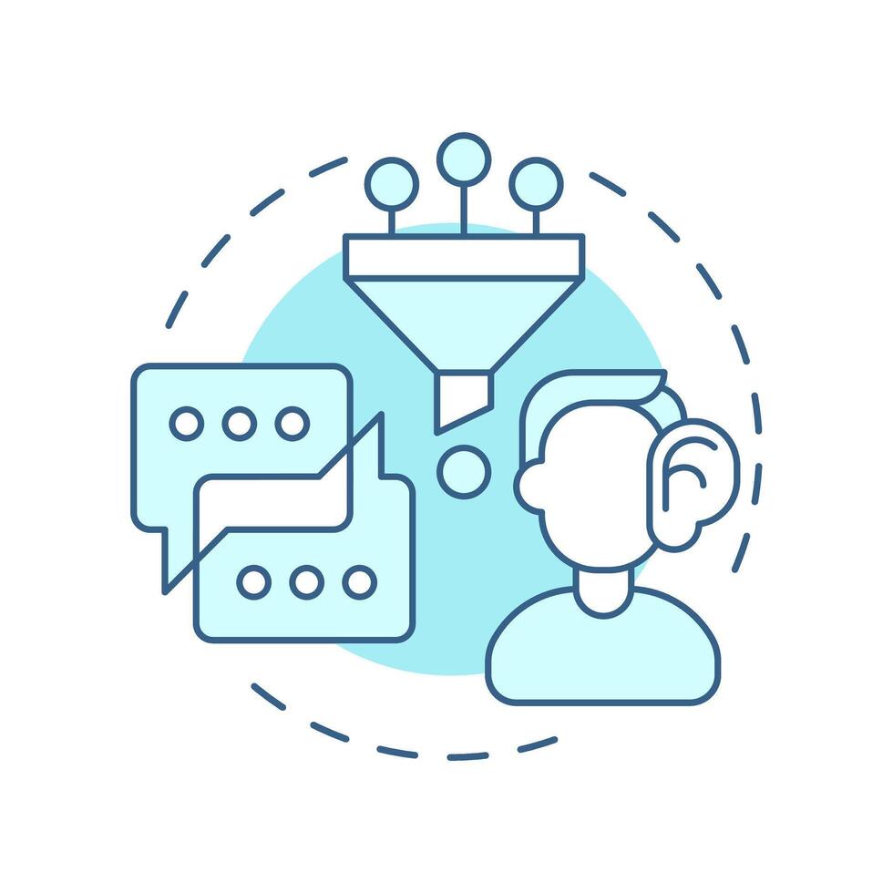 Summarize soft blue concept icon. Active listening. Messaging, chatting. Knowledge analysis. Round shape line illustration. Abstract idea. Graphic design. Easy to use in booklet, blog post vector