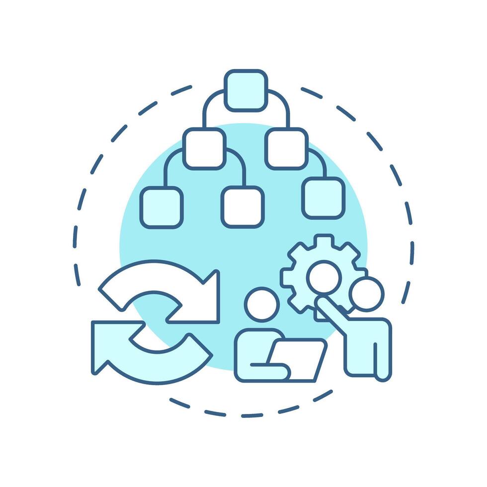 Structural change soft blue concept icon. Modifications inside company. Type of organizational shift. Round shape line illustration. Abstract idea. Graphic design. Easy to use in presentation vector