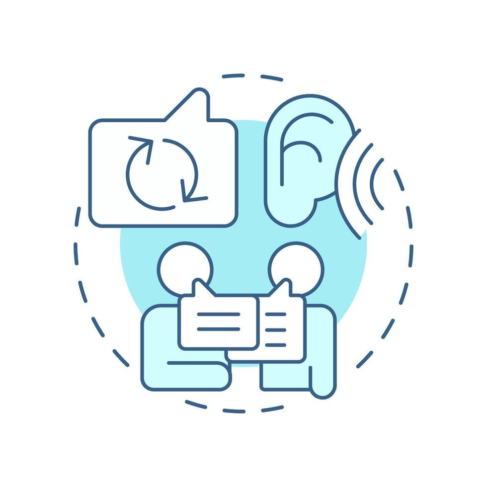 Paraphrase soft blue concept icon. Communication, networking. Active listening, conversation. Round shape line illustration. Abstract idea. Graphic design. Easy to use in booklet, blog post vector