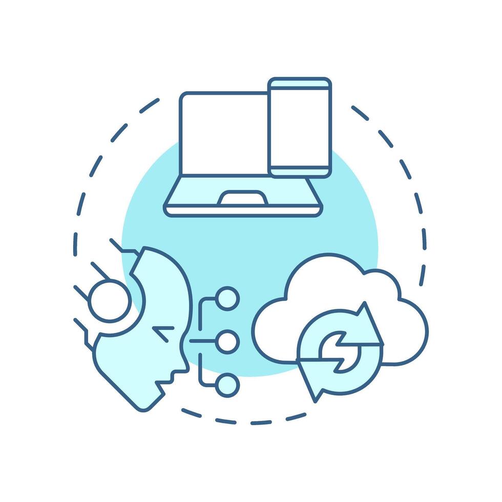 Technological change soft blue concept icon. Adopting new digital tools. Type of organizational shift. Round shape line illustration. Abstract idea. Graphic design. Easy to use in presentation vector