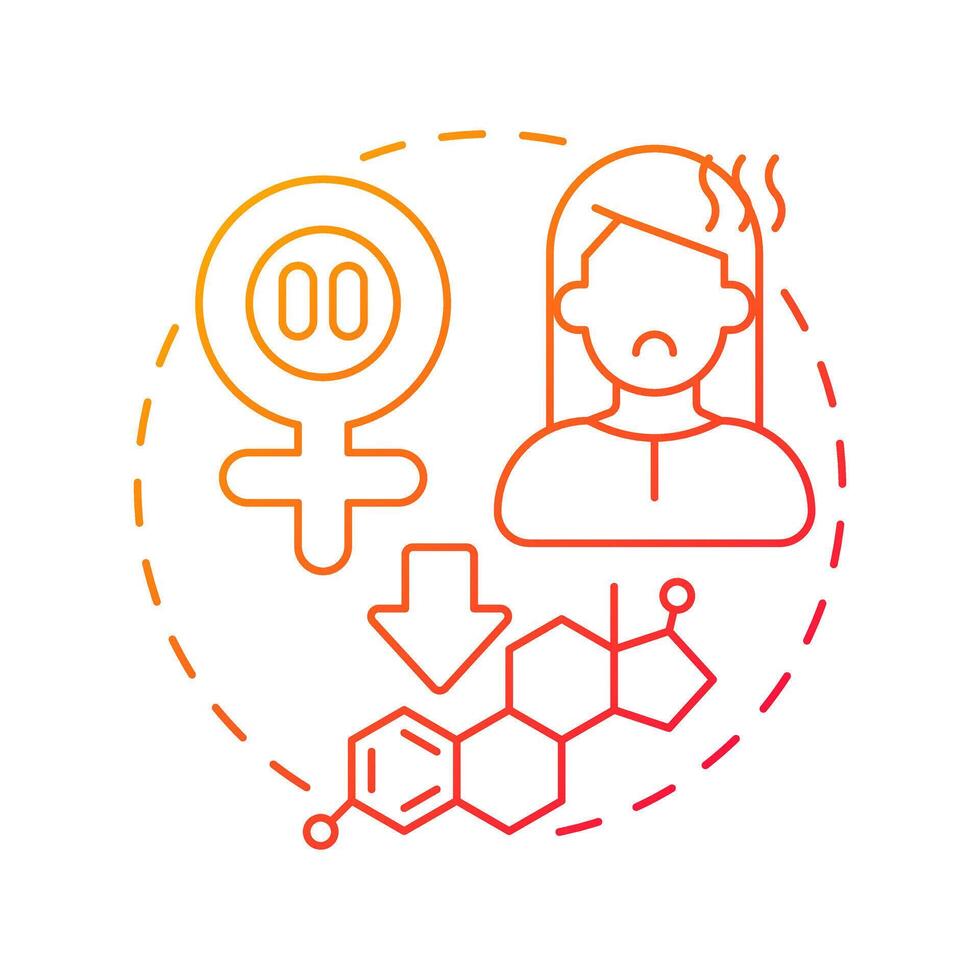 Menopause red gradient concept icon. Menstrual periods stop. Decline in hormones. Climacteric stage. Round shape line illustration. Abstract idea. Graphic design. Easy to use in blog post vector