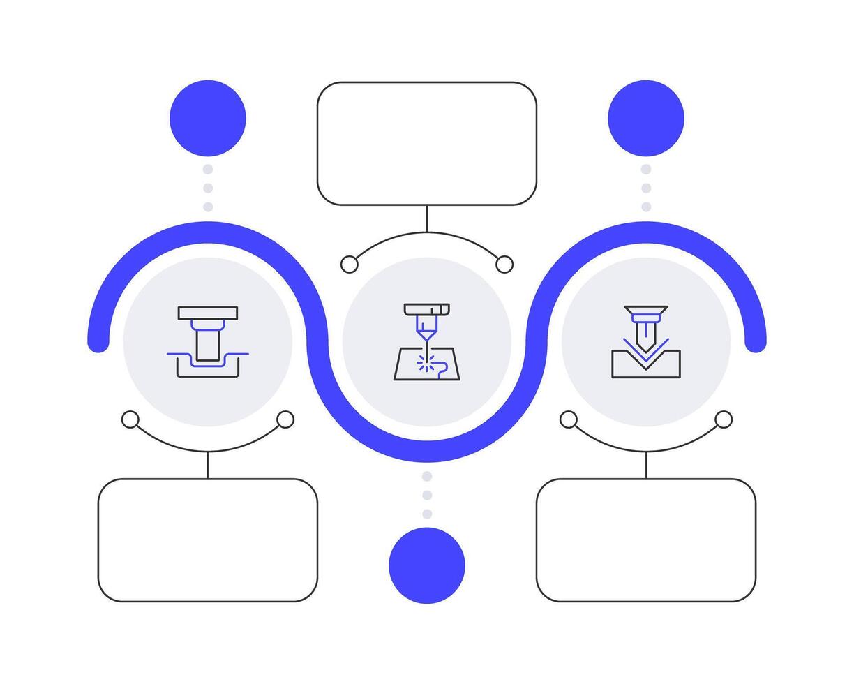 Metal forming types infographic template. Laser cutting. Bending, stamping. Data visualization with 3 steps. Process design. Editable loop options info graphics vector