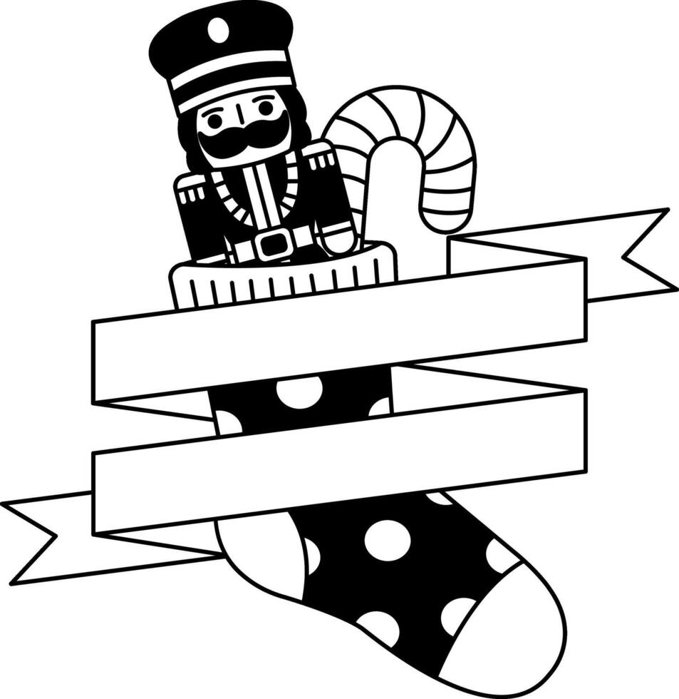 black and white logotype of A nutcracker in the sock vector