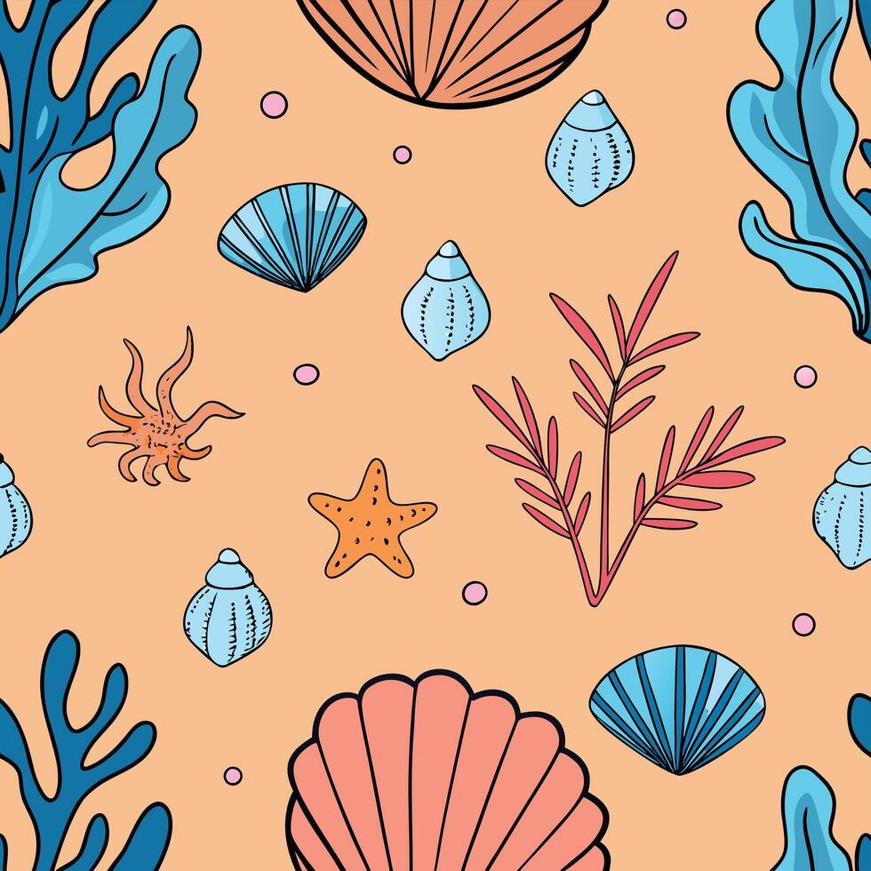 Minimalist hand drawn abstract shapes repeating texture design for various applications vector