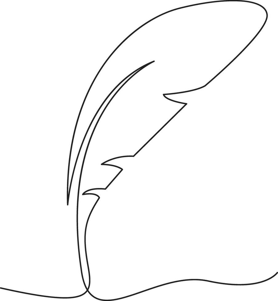 Continuous one line feather drawing minimalist feather on transparent background. vector