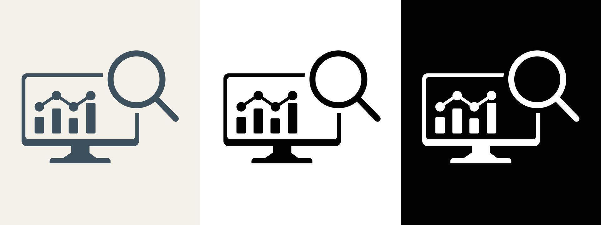 Business data analytics icon set thin line style illustration for analysis research market report management and evaluation. vector