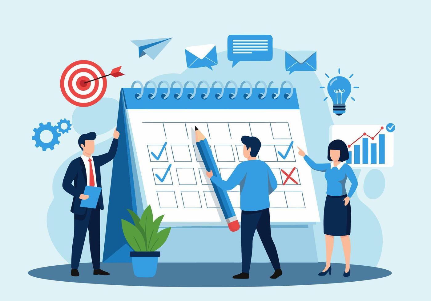 Business Planning and Strategy Teamwork and Goal Setting for Project Success and Productivity vector