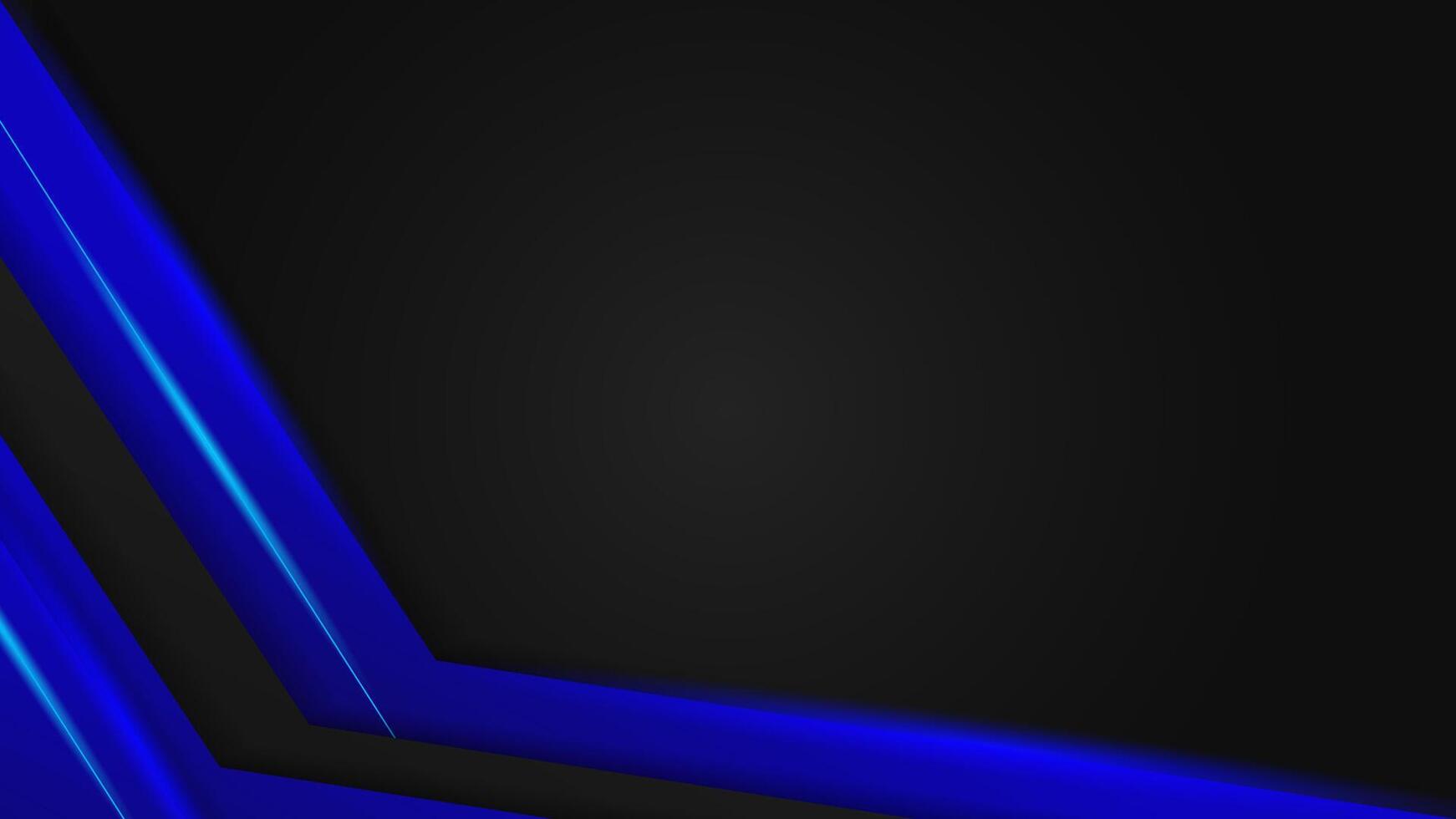Futuristic blue and black abstract background with glowing geometric lines and modern technology style. vector
