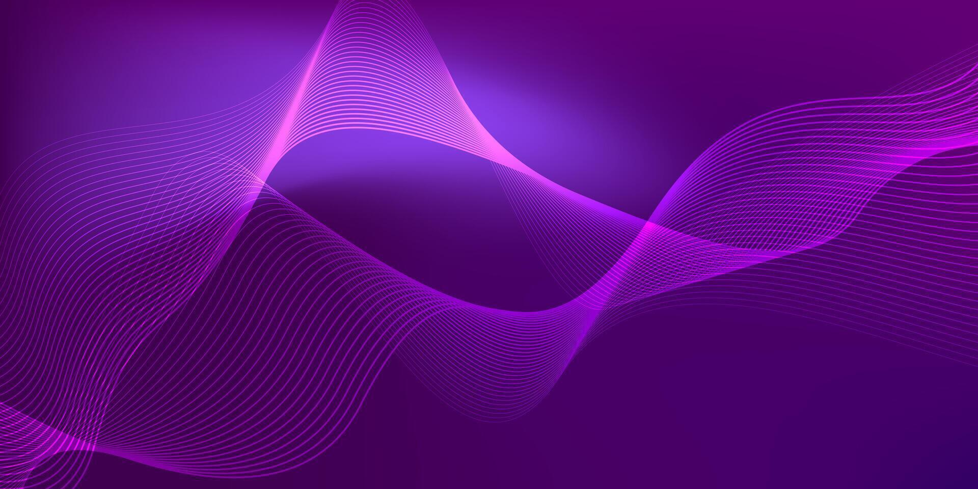 Soft gradient dark purple abstract background with flowing wavy line. vector