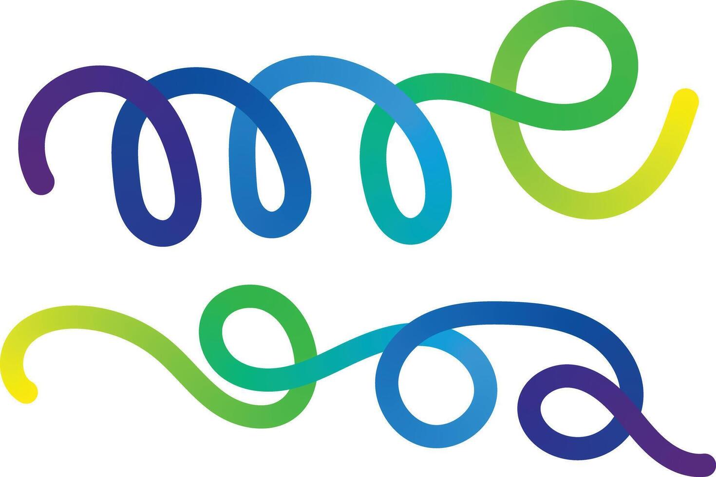Two colorful gradient swirls one coiled like a spring and the other a flowing ribbon on a white background vector
