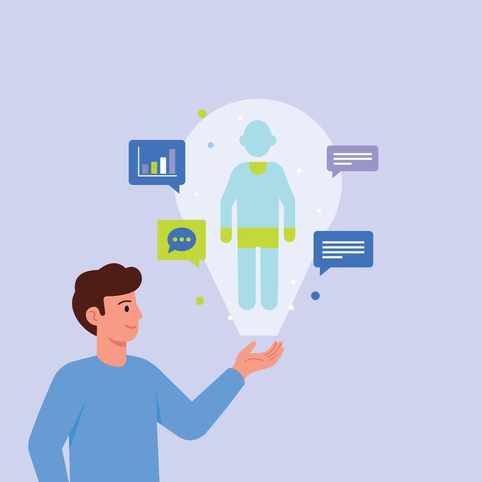 ai asistente Ayudar un usuario vector