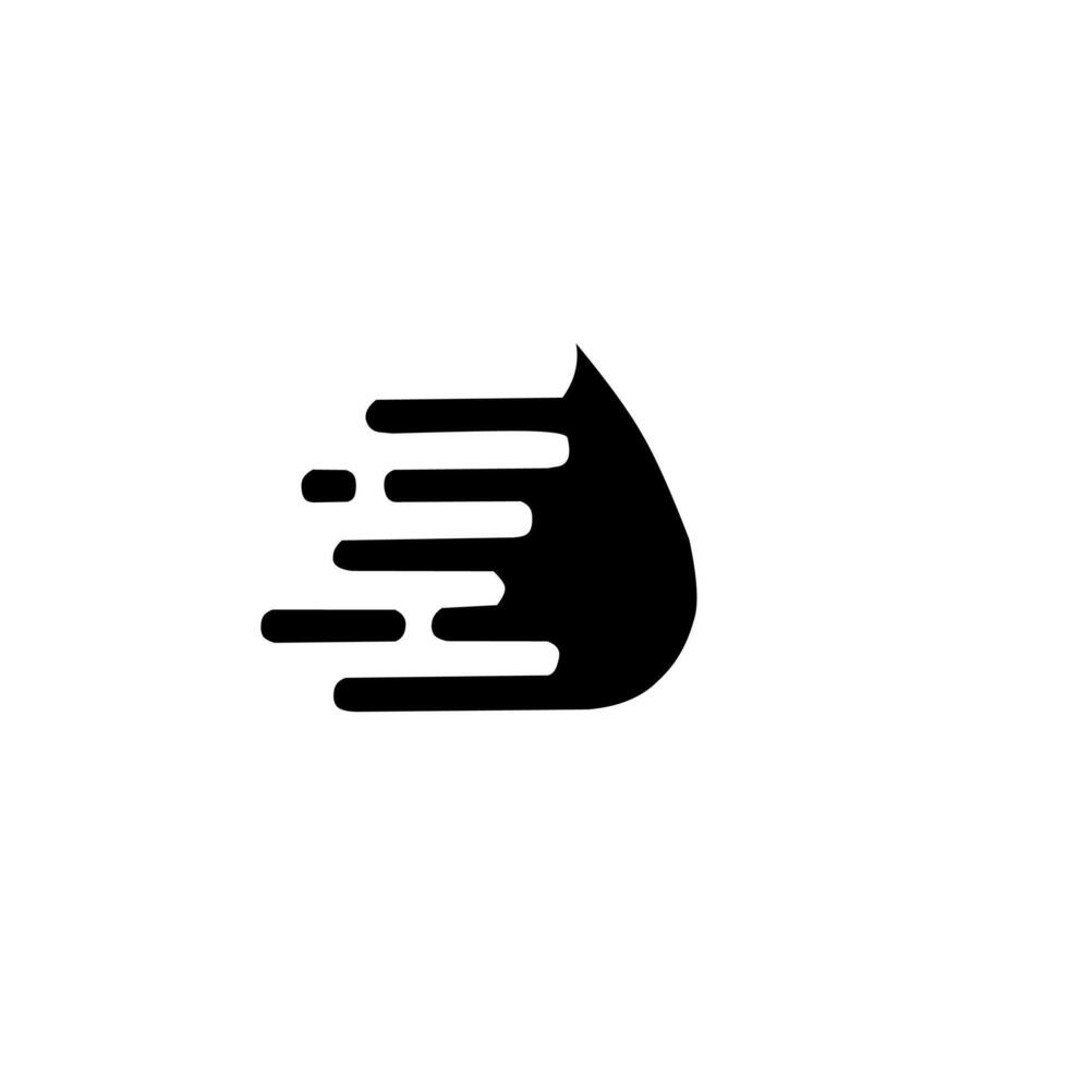 Modern abstract droplet logo with dynamic horizontal lines, symbolizing speed, fluidity, innovation, technology, and digital transformation in a minimalist style. vector