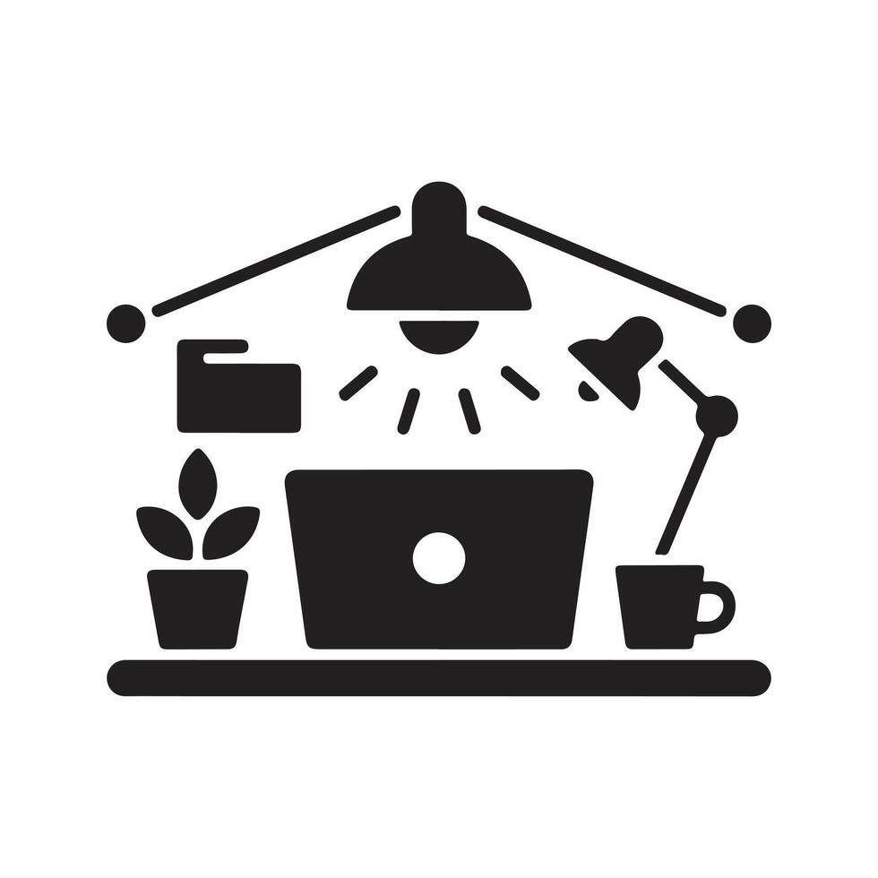 Work from Home Setup Solid Icon for Remote Work vector