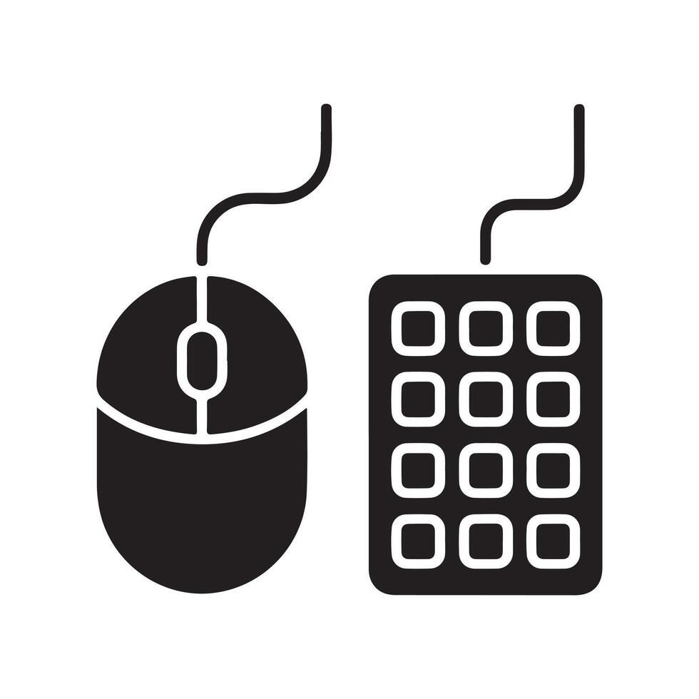 Mouse and Keyboard Solid Icon for Digital Workspace vector