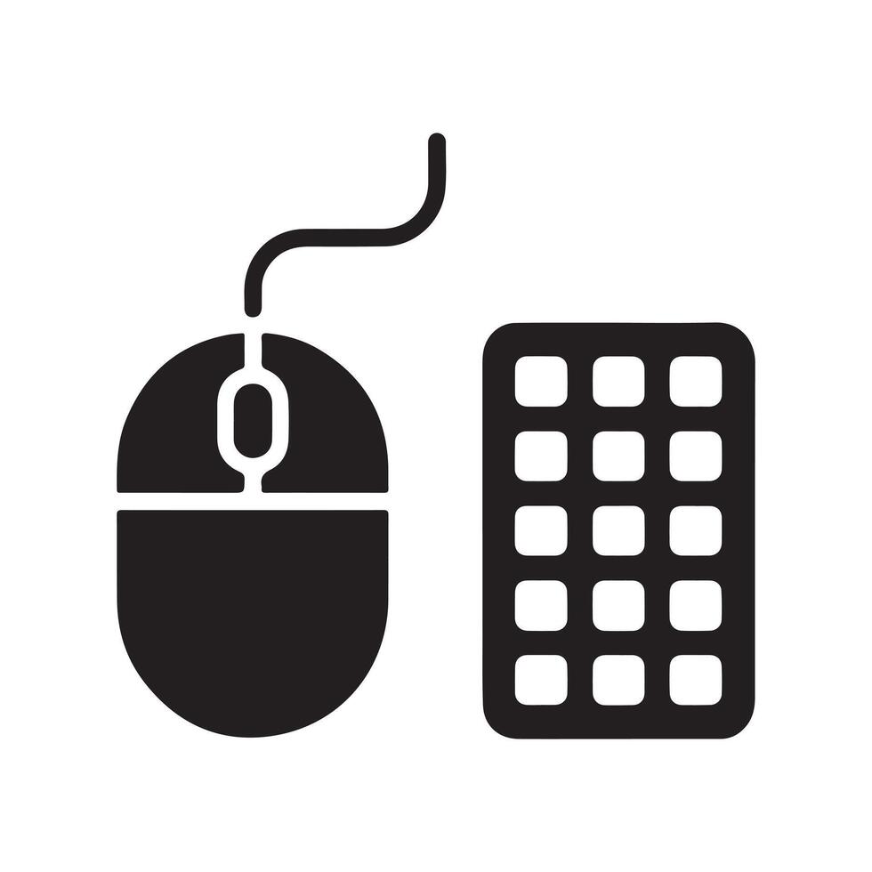 Mouse and Keyboard Solid Icon Representing Tech Tools vector