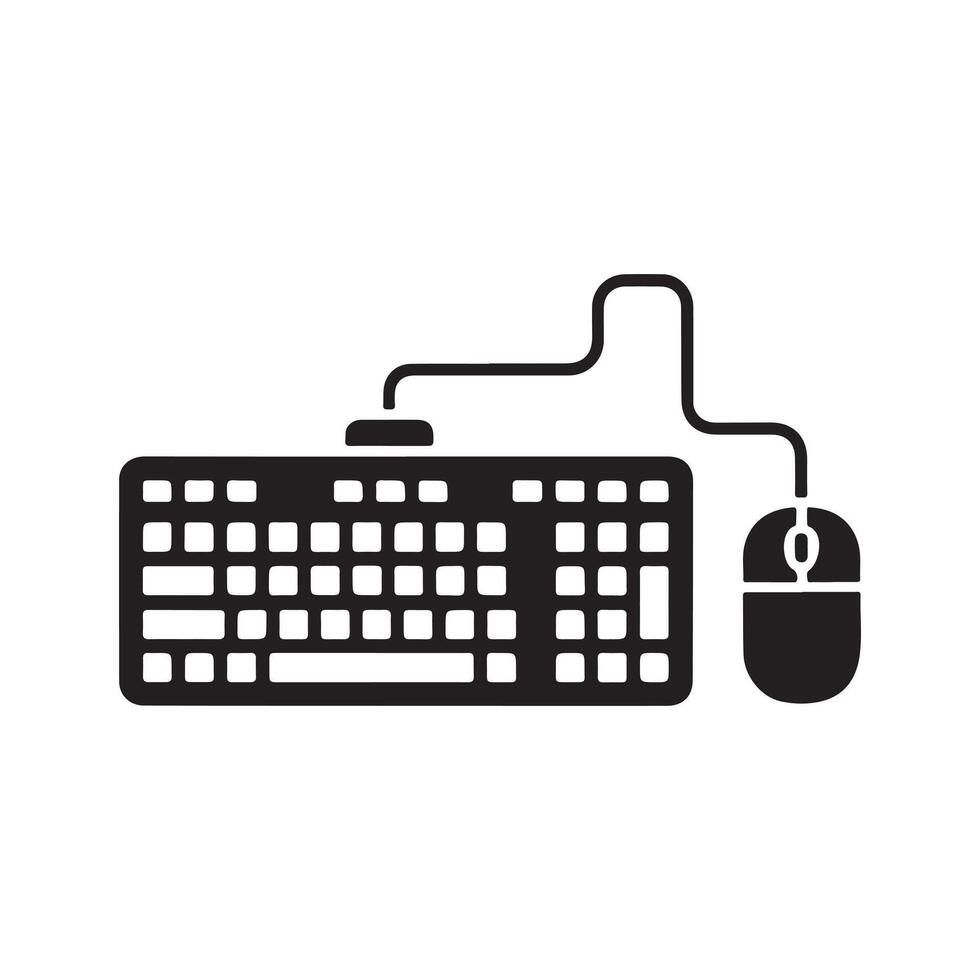 Keyboard and Mouse Solid Icon for Office Setup vector