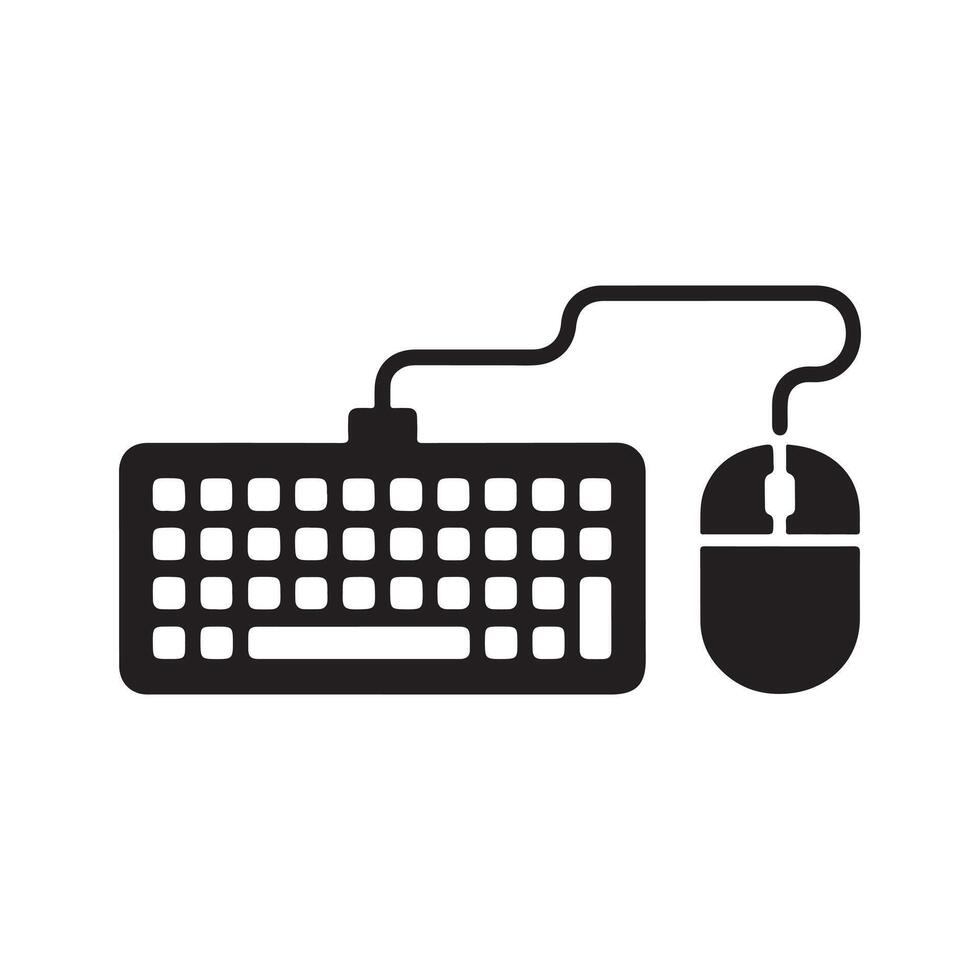 Keyboard and Mouse Solid Icon for Tech Workspace vector