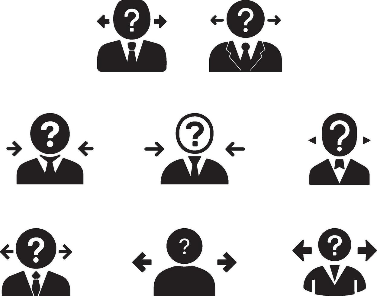 Businessman making decision choosing right way with question mark icon vector