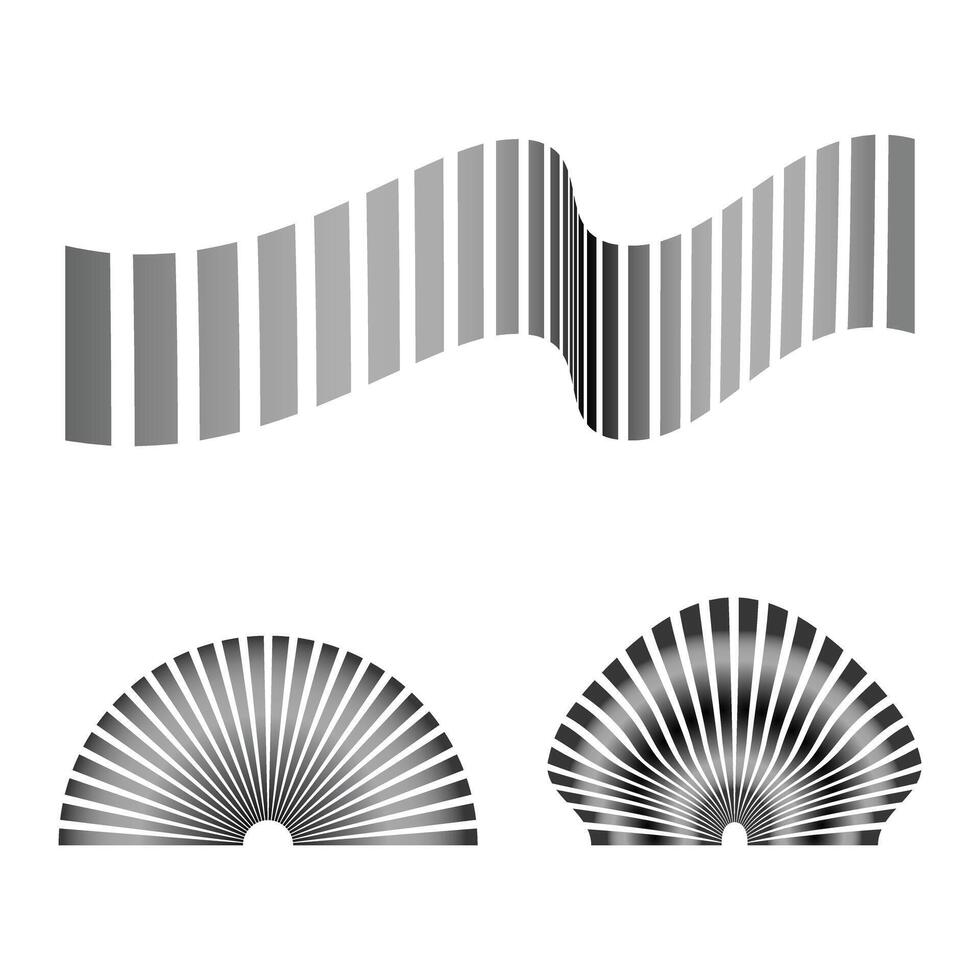 Abstract Black and White Optical Illusion Lines and Geometric Wave Shapes Design vector