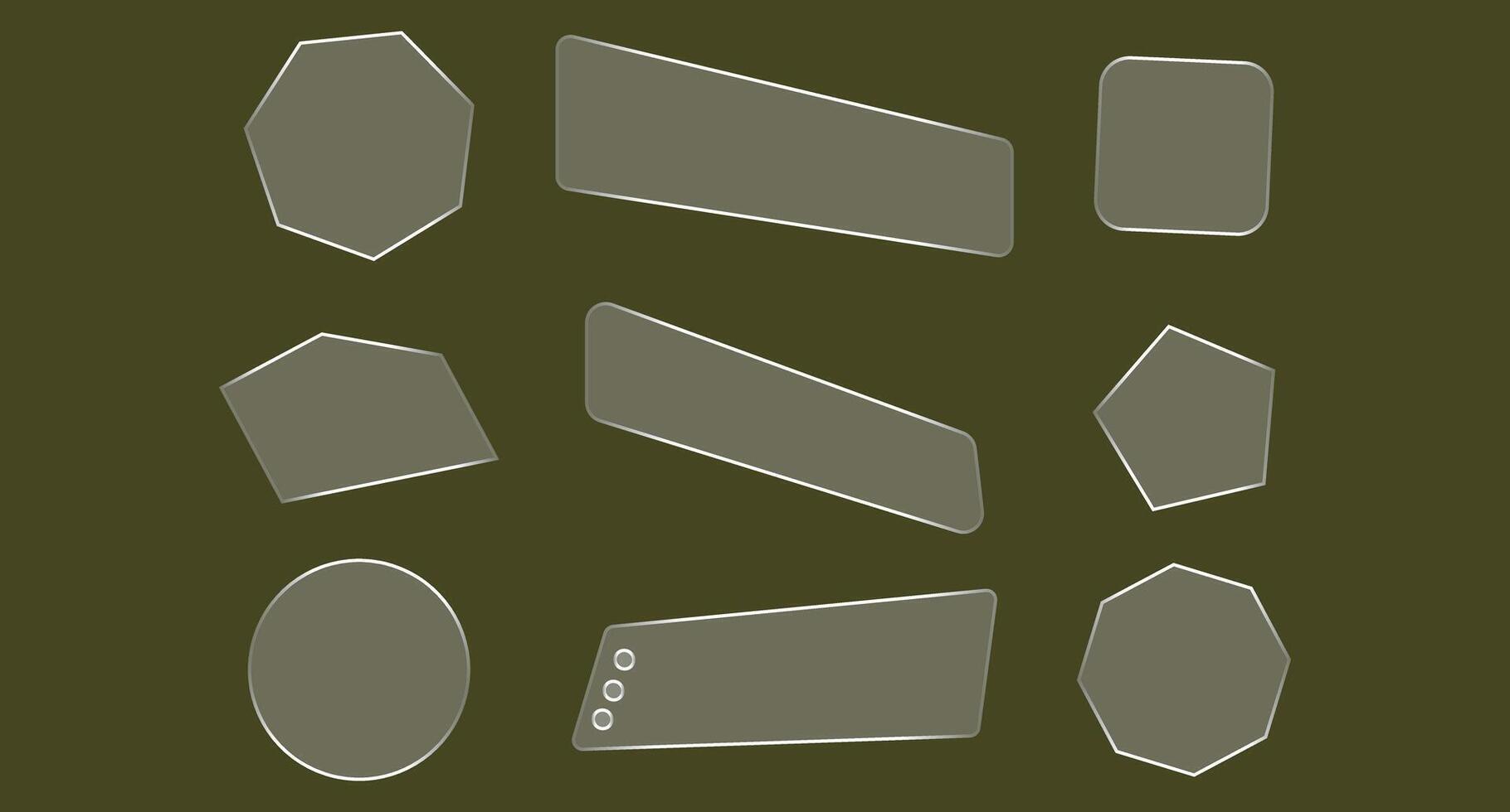 Assortment of Clear Geometric Shapes Arranged on Solid Background vector