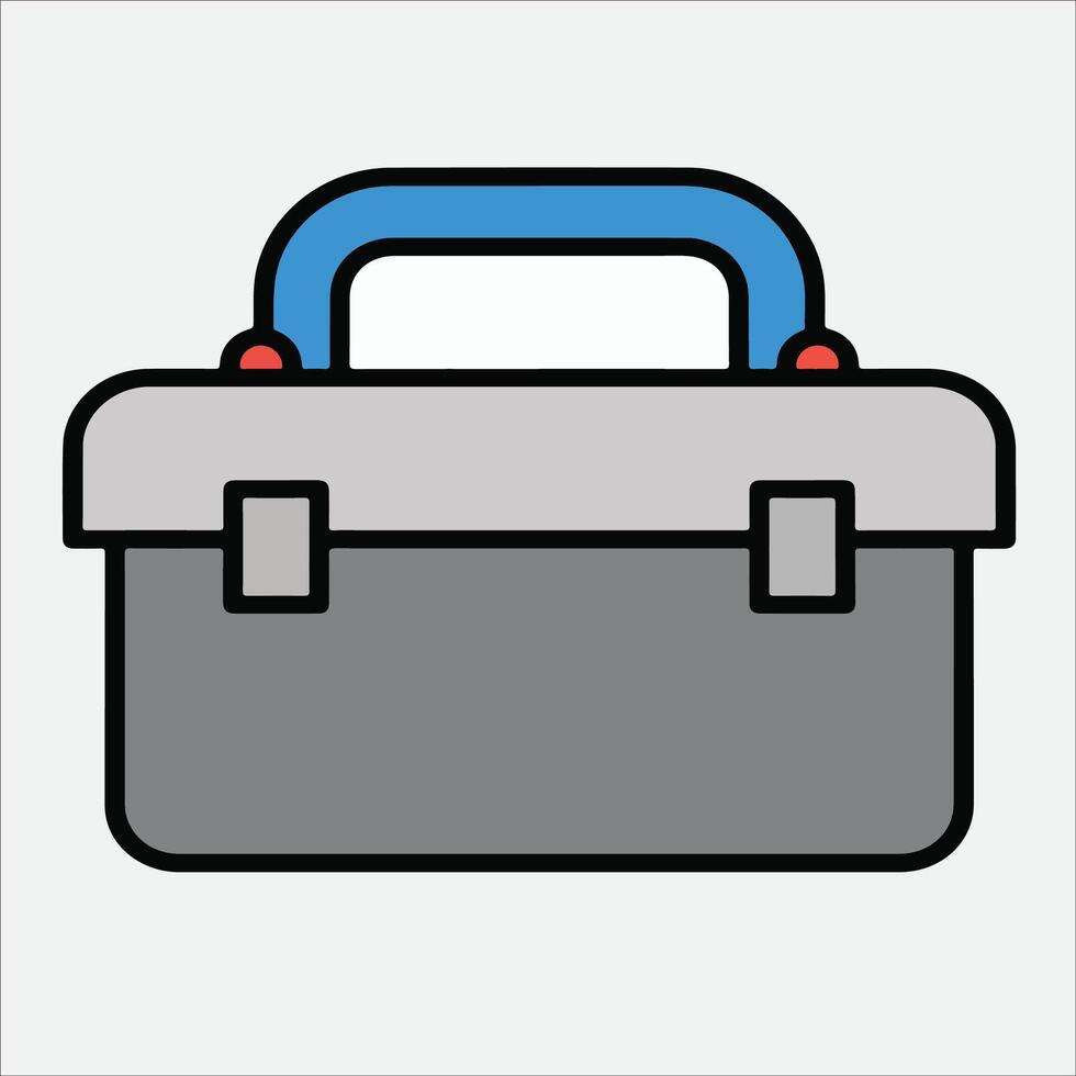 Flat design illustration of a toolbox with blue handle vector