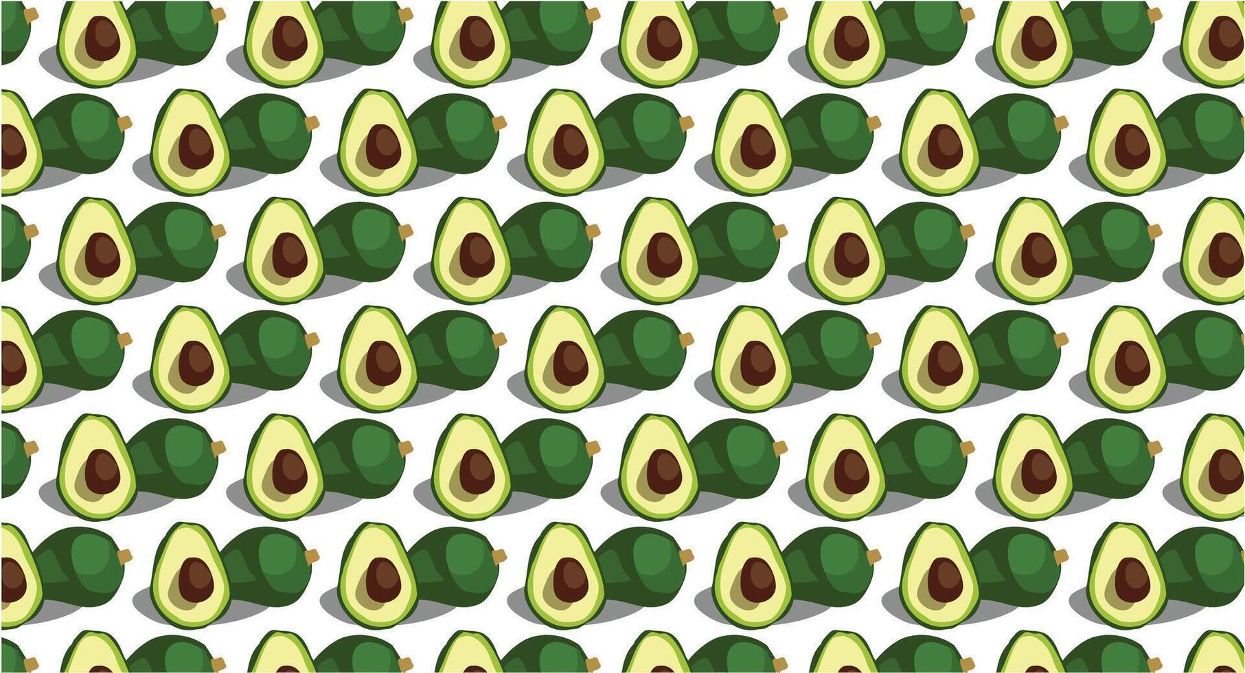 Color illustration of avocado fruit seamless pattern. Simple doodle style. Isolated objects on a white background. design element organic food vector