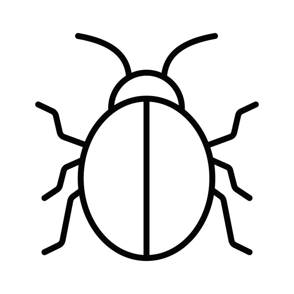 Ladybug or Beetle Outline Icon. Insect Bug Symbol for Nature and Programming. vector