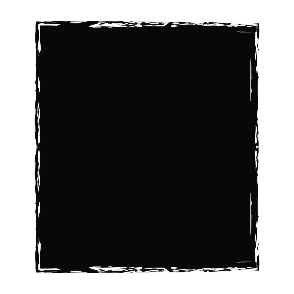 Distressed Black Box Frame with Grunge Edges - Abstract Hand Painted Square Background vector