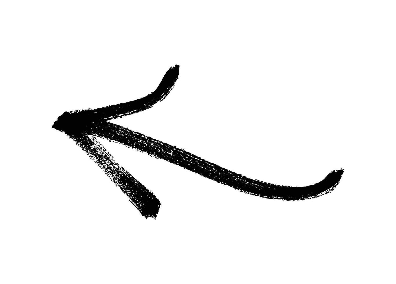 Curved Rough Ink Arrow. Textured Black Pointer Graphic for Highlighting and Artistic Web Design Elements. vector