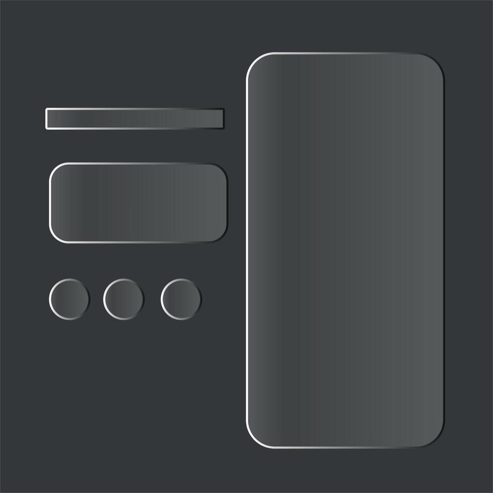 A collection of abstract mobile device user interface elements including screens, buttons, and input fields, ideal for prototyping and digital design concepts. vector