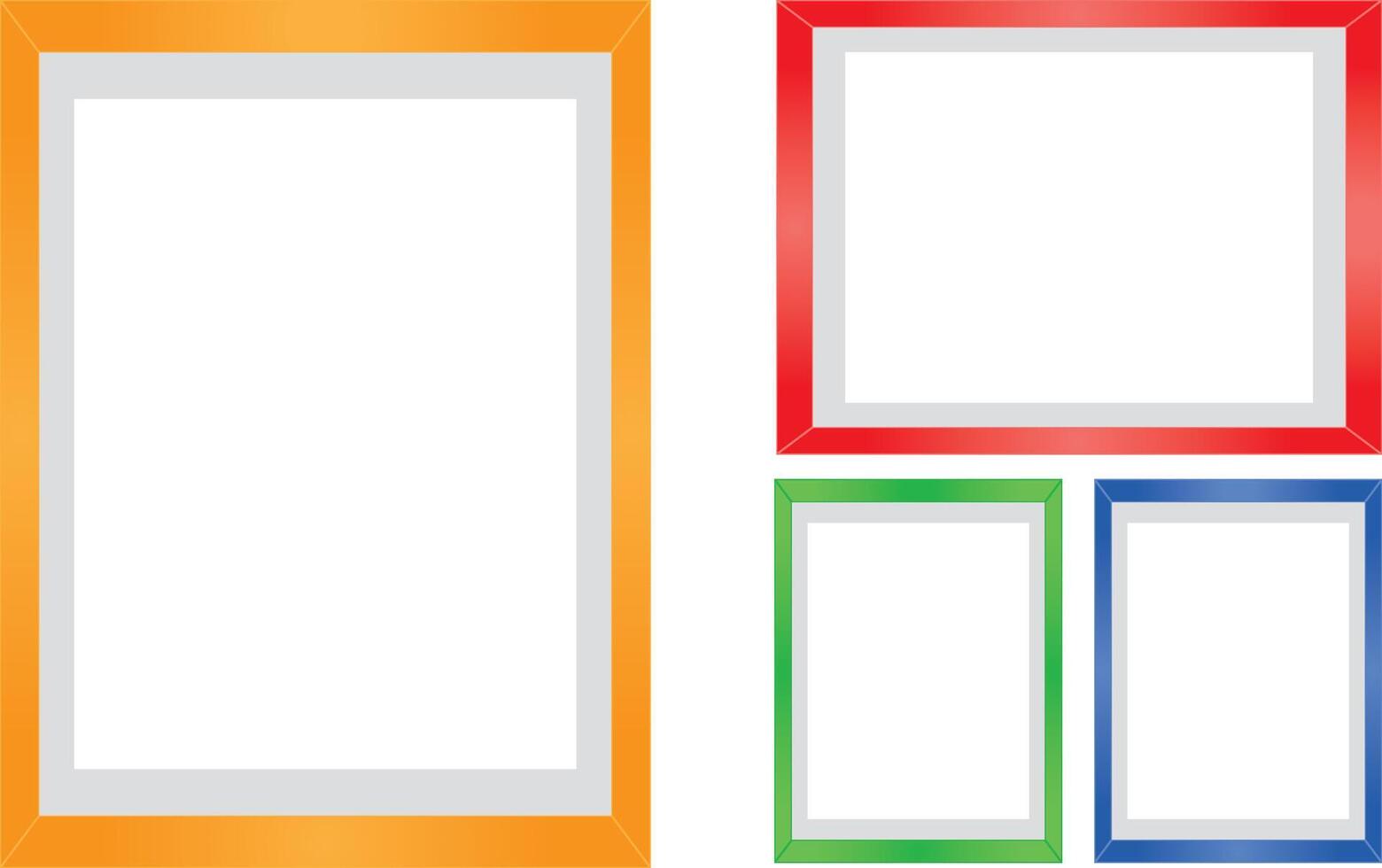 Collection of brightly colored empty frames for photos and art display on a dark surface vector
