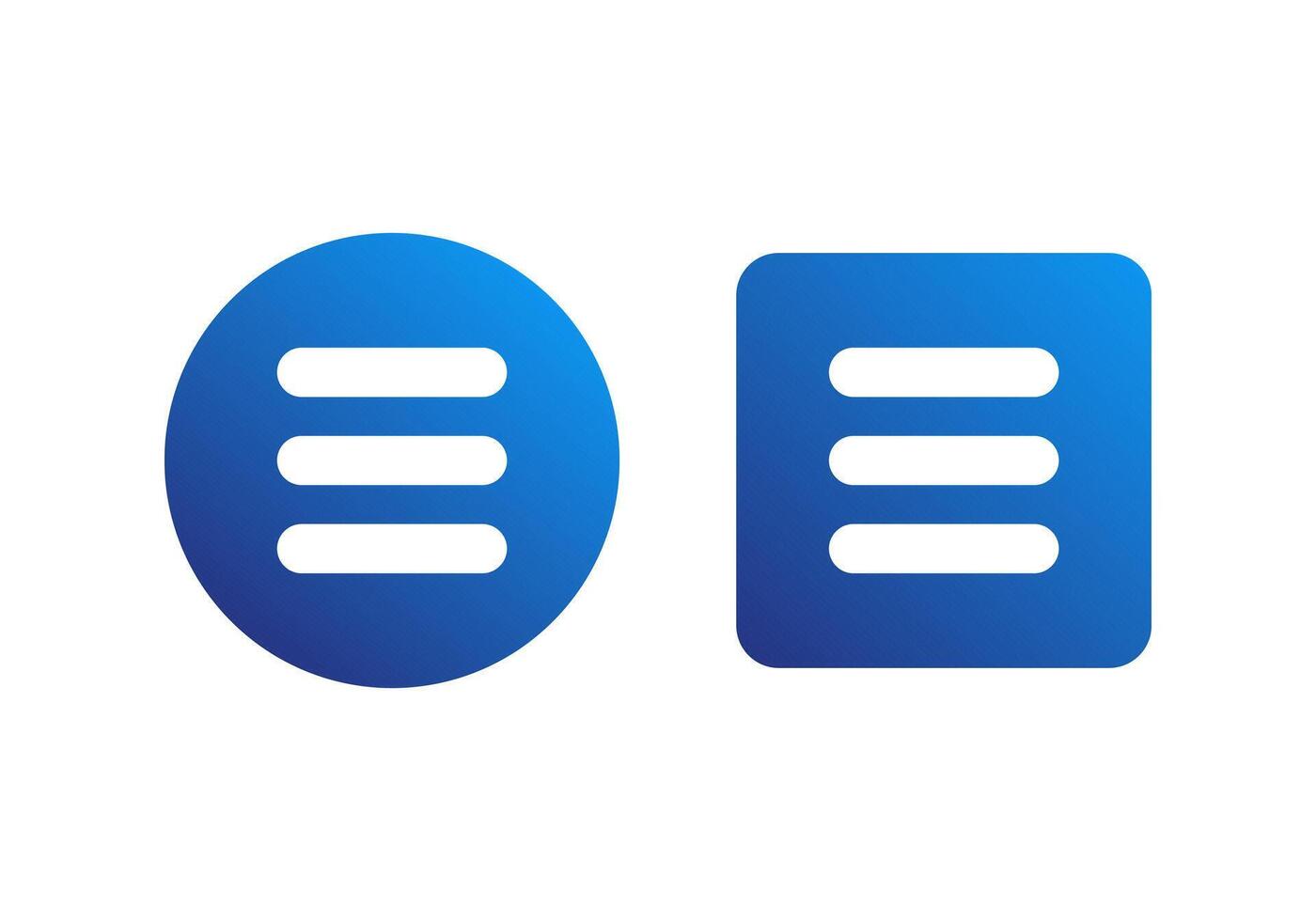 mínimo azul degradado menú botón icono con Tres horizontal líneas para moderno web navegación vector