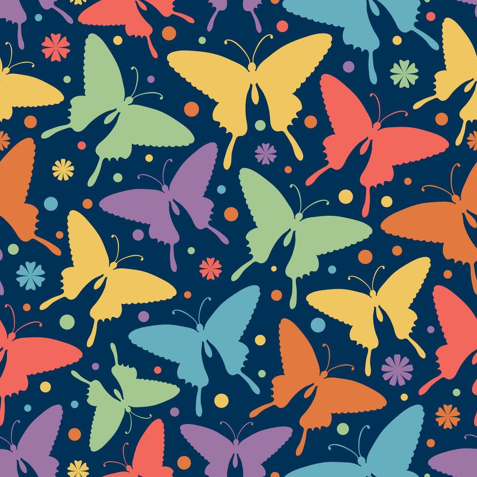 Seamless pattern with stylized colorful butterflies. Can be used to fabric design, wallpaper, decorative paper, web design, etc. vector