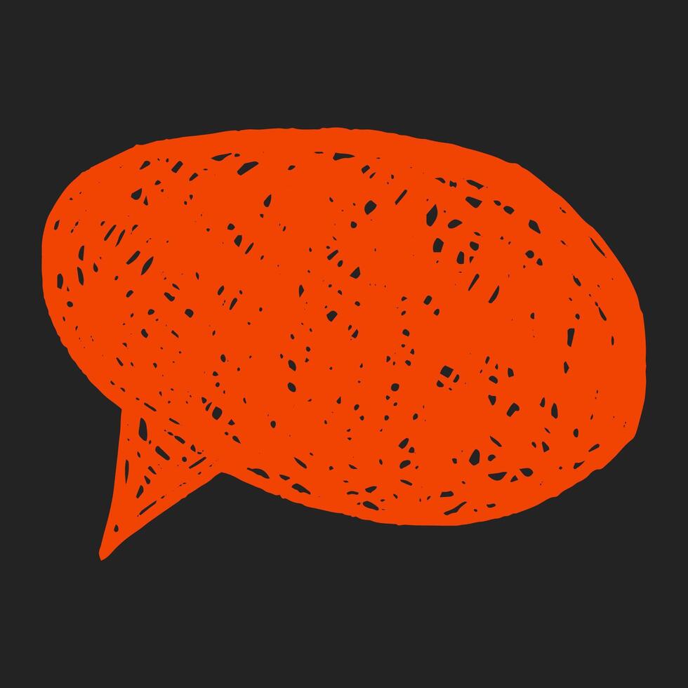 Colored crayon speech bubble with hand drawn jagged edges. Oval shape outlined in sketch style, scribbles. Text box chalkboard for custom notes. vector
