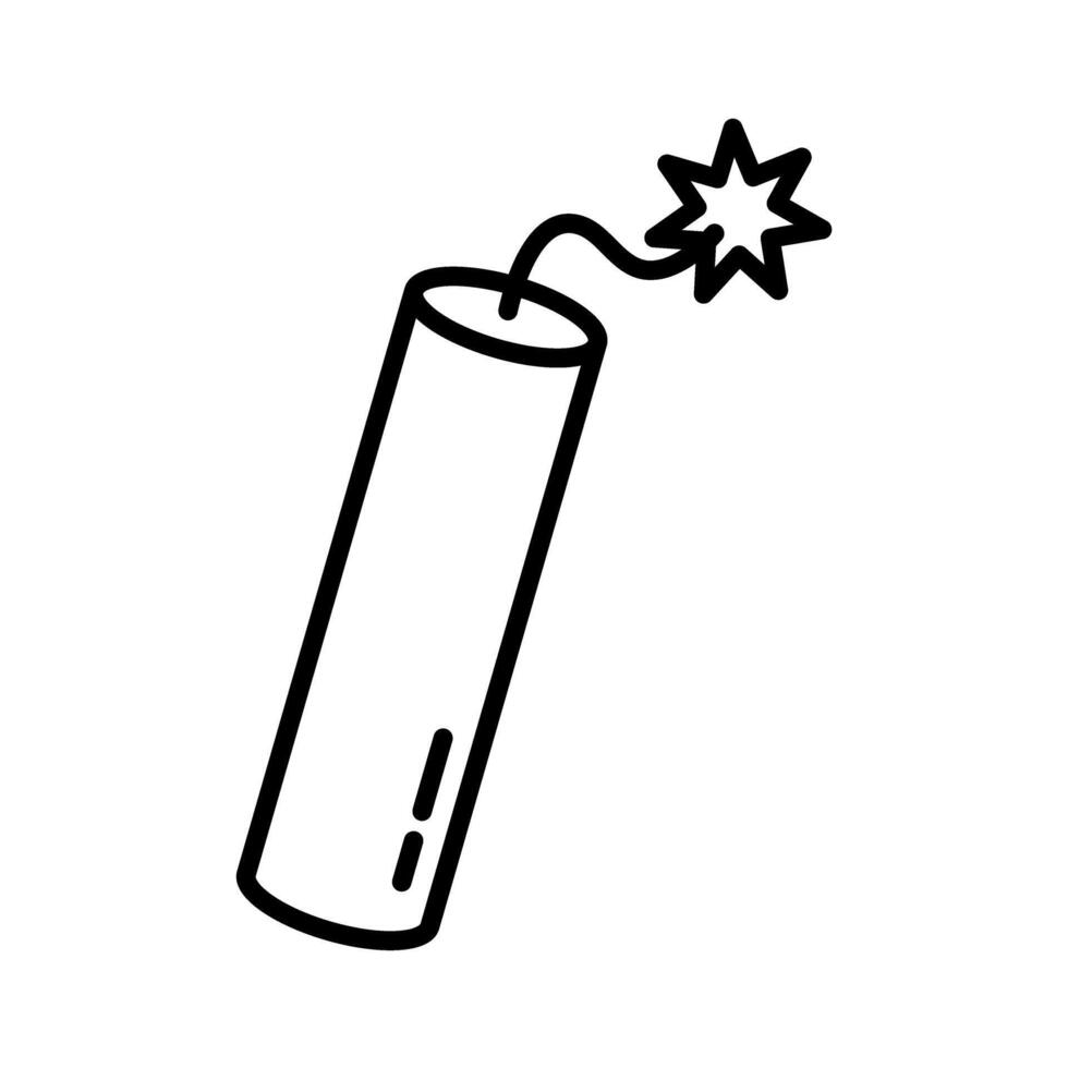 Dynamite Line Icon - Explosive Stick Symbol, Danger and Detonation Outline Icon vector