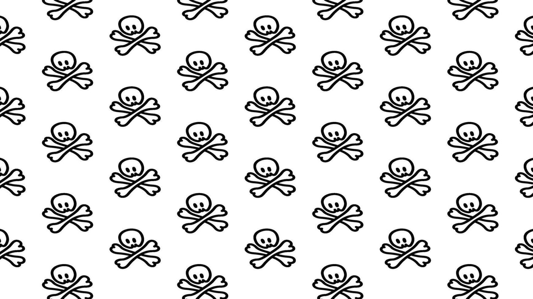 Seamless pattern of black skull and crossbones icons on a white background, perfect for graphic design and textile applications vector